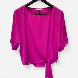She + Sky Fuchsia Tie-Front Blouse